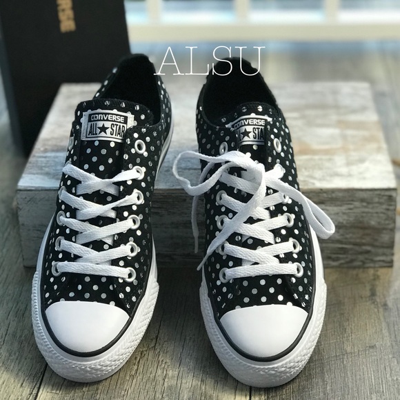 Converse Ctas OX Dots Black Silver WMNS AUTHENTIC - Picture 3 of 8
